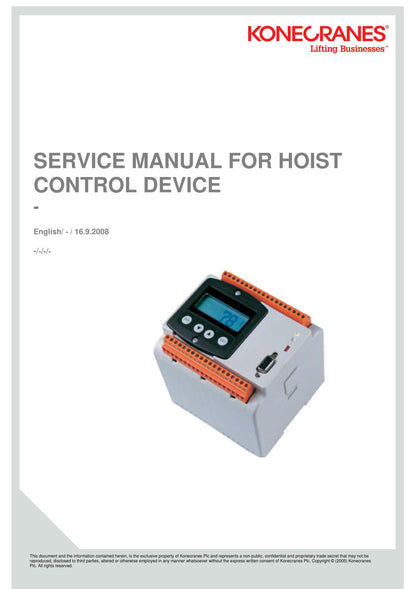 Konecranes - Hoist Control Device - Workshop Service Repair Manual