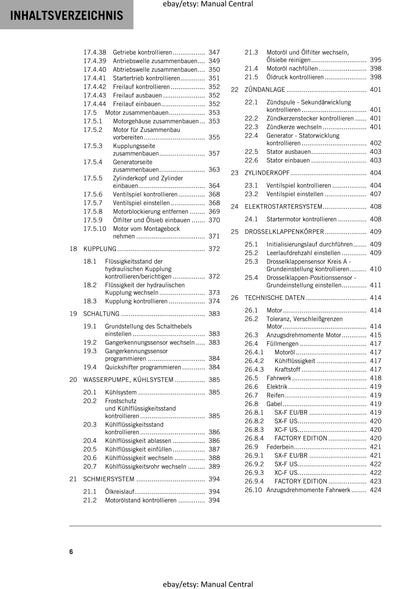 German Language - KTM 2024 - 450 Xc-f Sx-f Factory Edition - Reparaturanleitung - Service Workshop Repair Manual