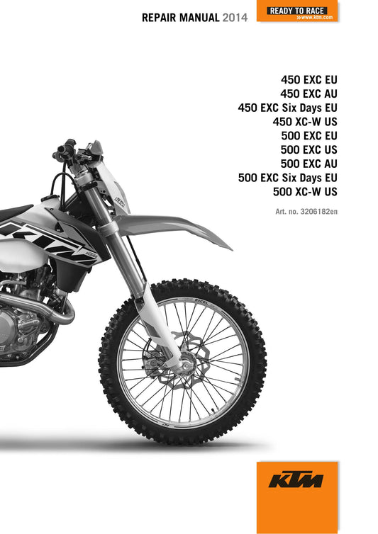 KTM 2014 - 450 500 Exc Six Days Xc-w - Service Workshop Repair Manual