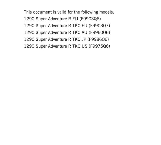 KTM 2017 - 1290 Super Adventure R - Service Workshop Repair Manual