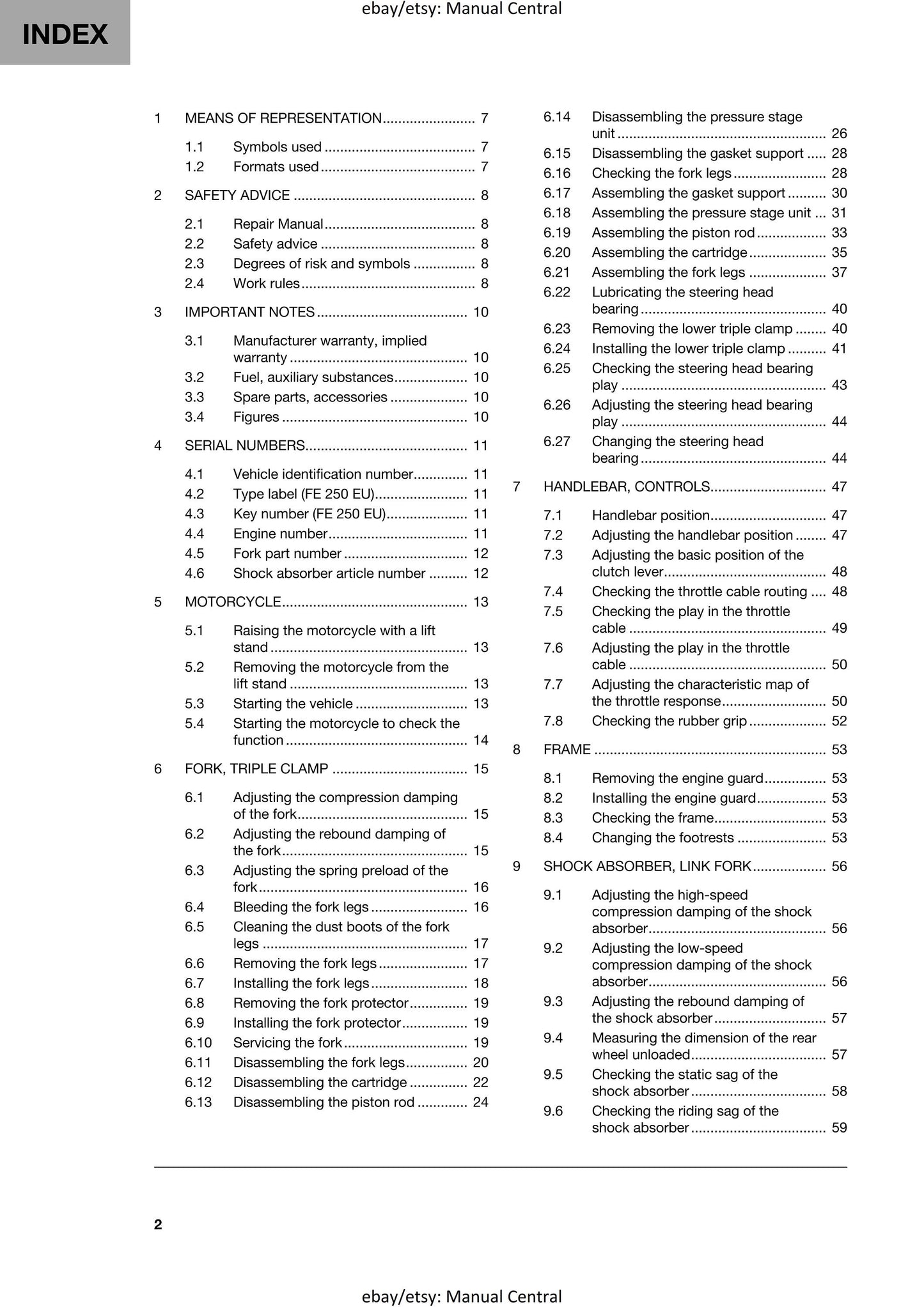 Husqvarna 2024 - FE 250 - Service Workshop Repair Manual