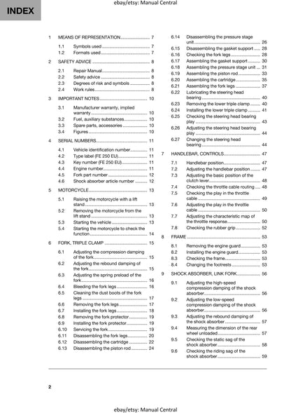 Husqvarna 2024 - FE 250 - Service Workshop Repair Manual