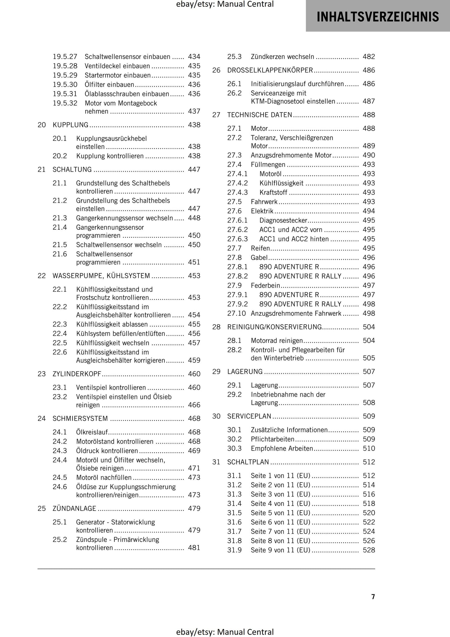 German Language - KTM 2021 - 890 Adventure R Rally - Reparaturanleitung - Service Workshop Repair Manual