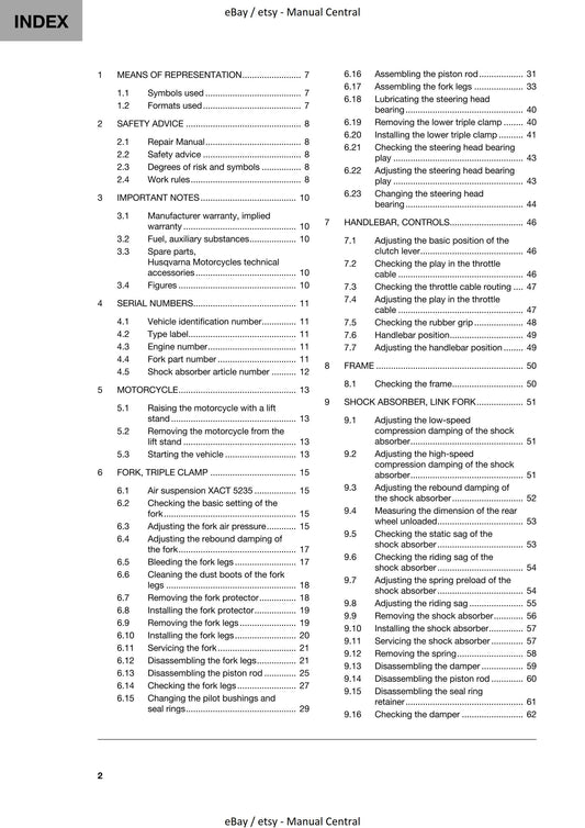 Husqvarna 2023 - TC 65 - Service Workshop Repair Manual