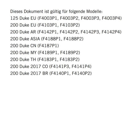 German Language - KTM 2016 - 125 200 Duke - Reparaturanleitung - Service Workshop Repair Manual