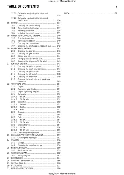 KTM 2016 - 50 SX Mini - Service Workshop Repair Manual