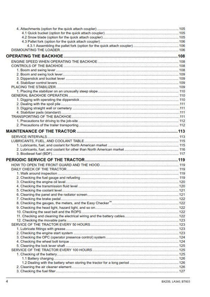 Kubota Tractor - BX23S LA340 BT603 Operator Manual