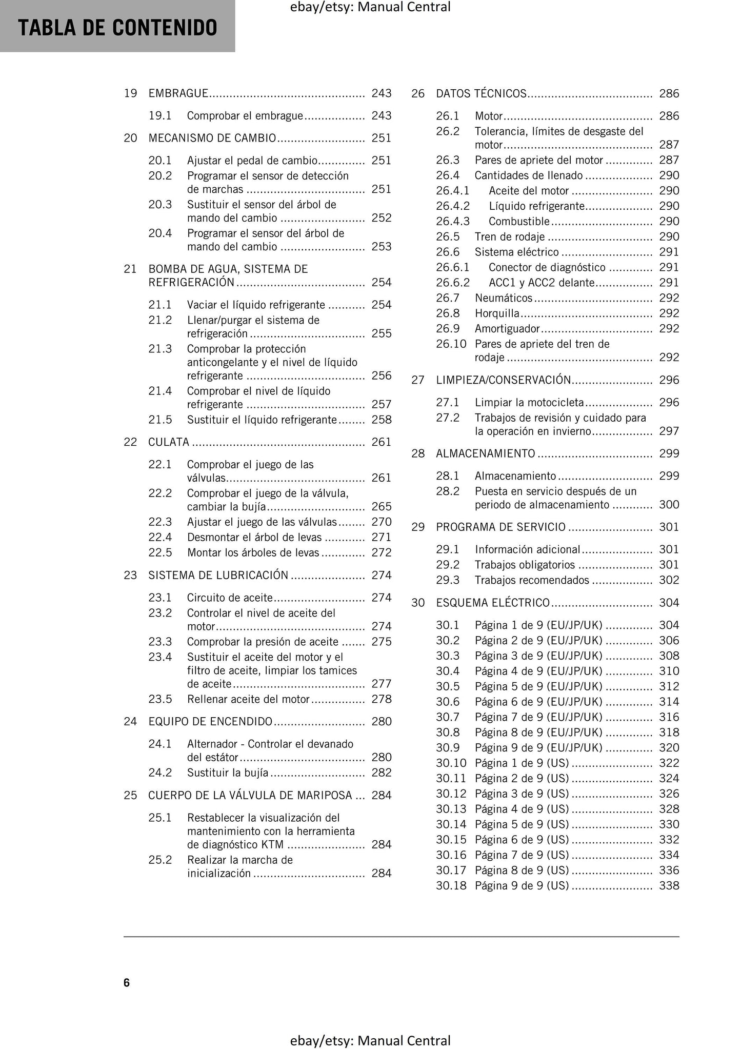 PDF - Spanish Language - KTM 2022 - 390 Duke - Manual de Reparacion