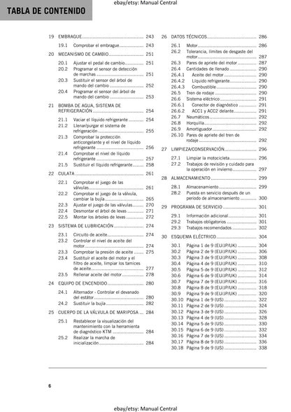 PDF - Spanish Language - KTM 2022 - 390 Duke - Manual de Reparacion