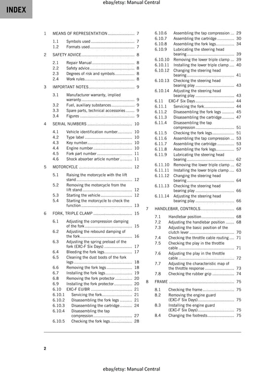 PDF - KTM 2020 - 250 EXC-F Six Days - Service Workshop Repair Manual