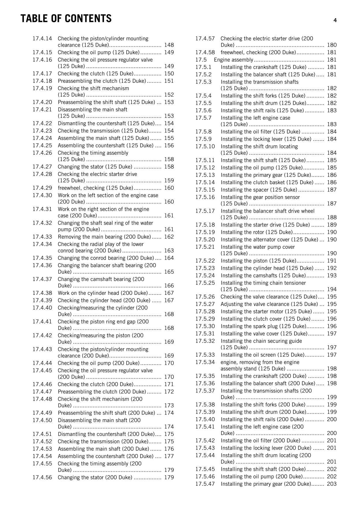 KTM 2015 - 125 200 Duke - Service Workshop Repair Manual