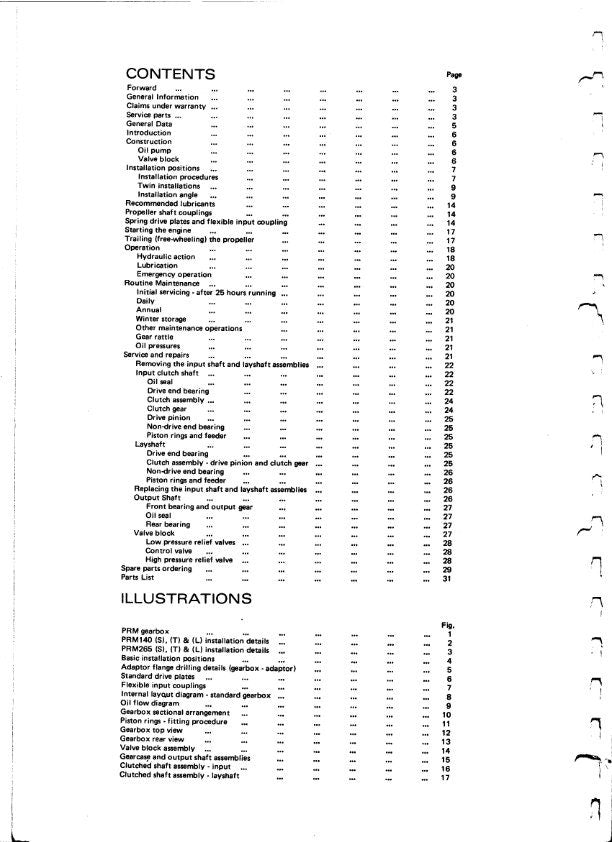 PRM - Hydraulic Marine Gearbox - 140S 140T 140L 265S 265T 265L - Workshop Service Repair Manual