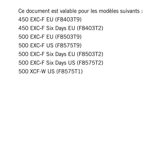 French Language - KTM 2020 - 450 500 XCF-W EXC-F Six Days - Manuel De Reparation -  Service Workshop Repair Manual