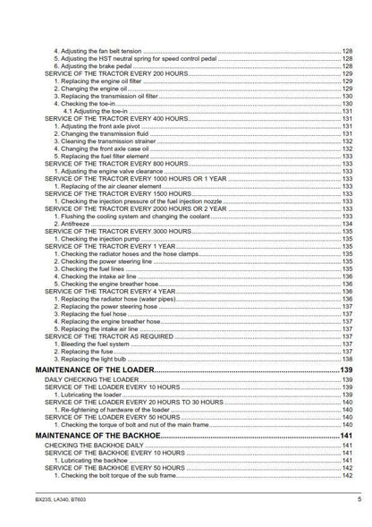 Kubota Tractor - BX23S LA340 BT603 Operator Manual