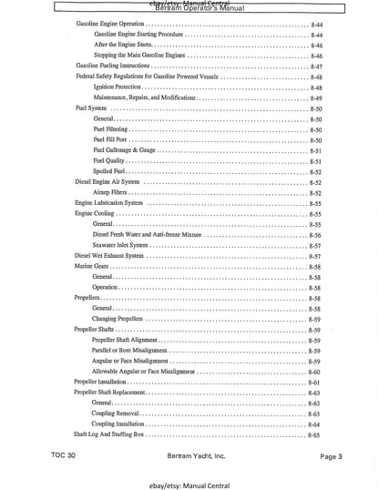 Bertram 30 Moppie - Owners Manual