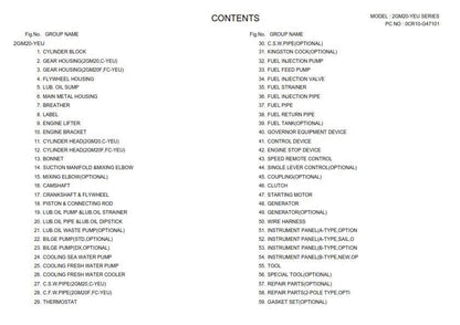 Yanmar Diesel Engine 2GM20-yeu  2GM20C-YEU  2GM20F-YEU  2GM20FC-YEU Parts Manual