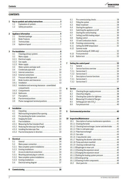 Worcester Bolier - Greenstar 24 28 30 - Installation Commissioning & Servicing Instructions