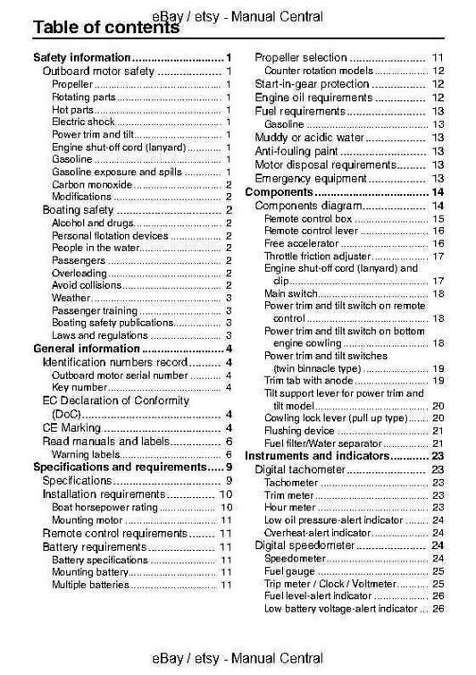 Yamaha F200C FL200C F225B FL225B Owners User Manual Guide - 2009