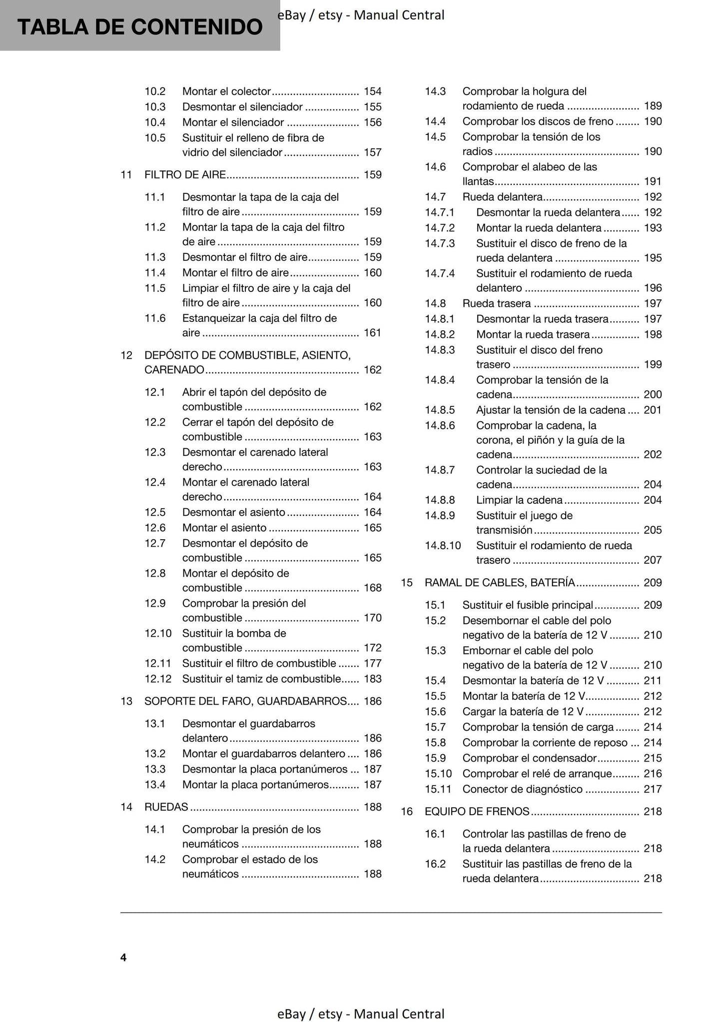 Spanish Language - Husqvarna 2020 - FC FX 450  - Manual de Reparacion