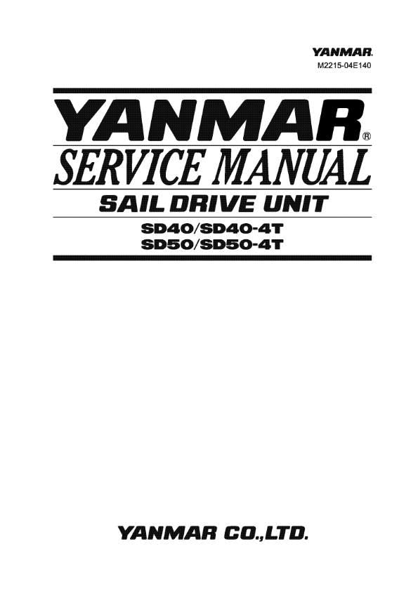 Yanmar Sail Drive Unit - SD40 SD50 4T - Service Workshop Repair Manual