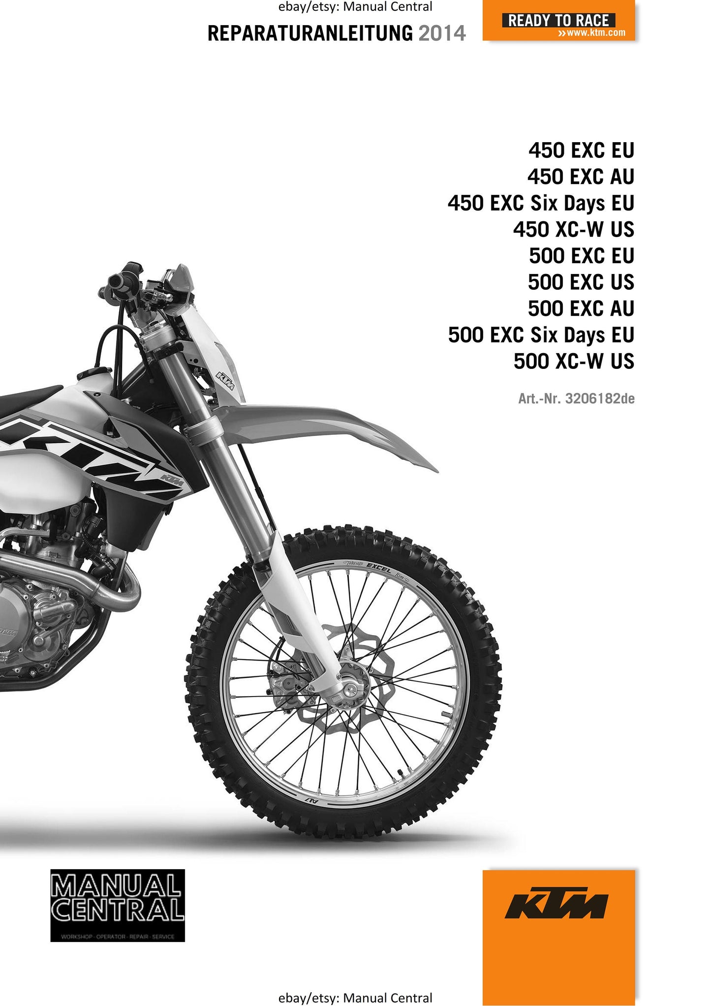 German Language - KTM 2014 - 450 500 Exc Six Days Xc-w - Reparaturanleitung - Service Workshop Repair Manual