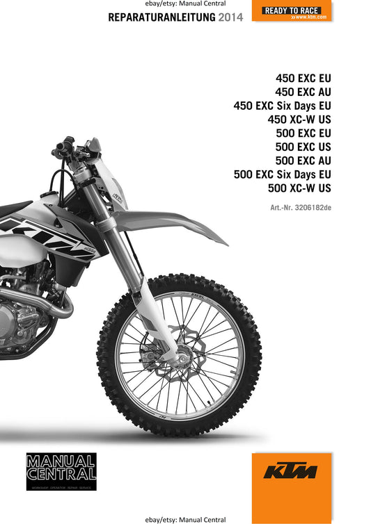 German Language - KTM 2014 - 450 500 Exc Six Days Xc-w - Reparaturanleitung - Service Workshop Repair Manual