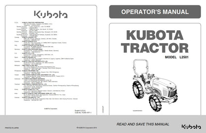 Kubota Tractor - L2501 - Operator Manual