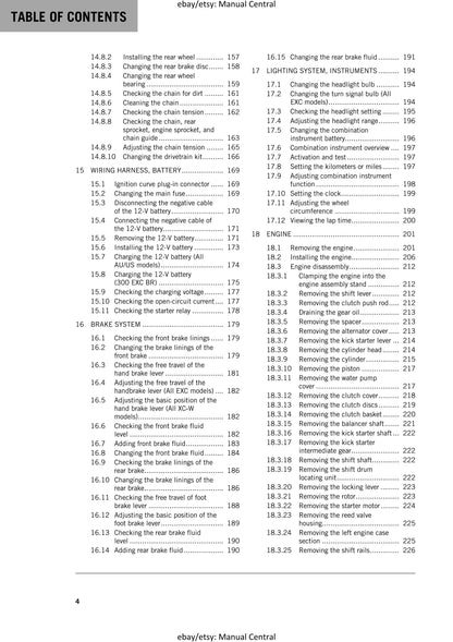 KTM 2018 - 250 300 Exc Six Days Xc-w - Service Workshop Repair Manual
