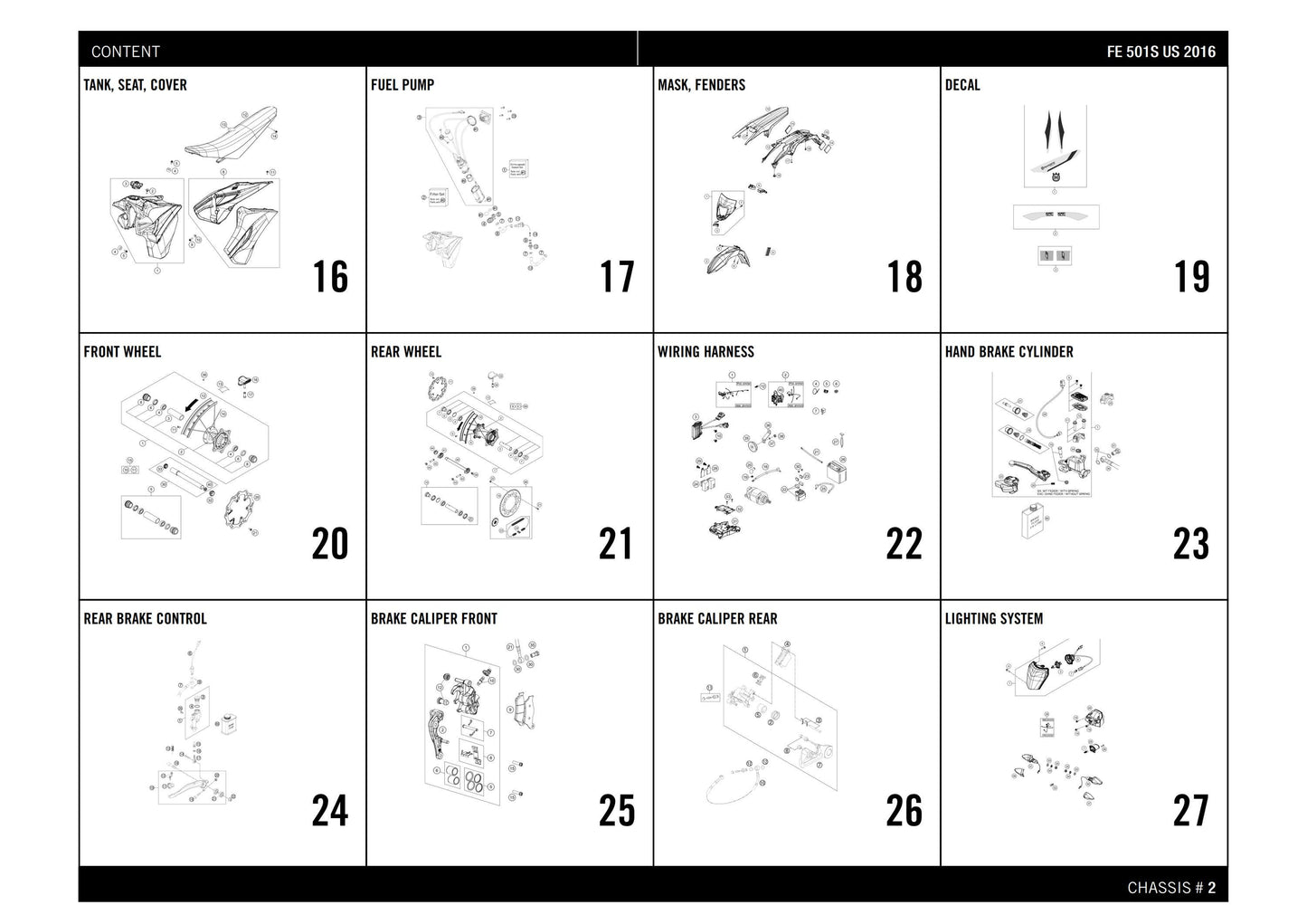 Husqvarna 2016 FE 501S US- Parts Manual Catalog