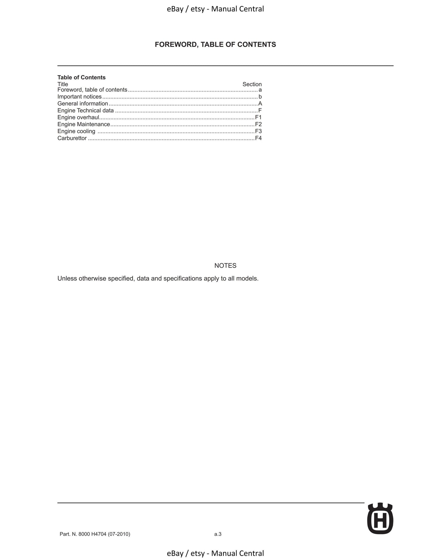 Husqvarna 2011 - TE 125 SMS4 - Engine Service Workshop Repair Manual