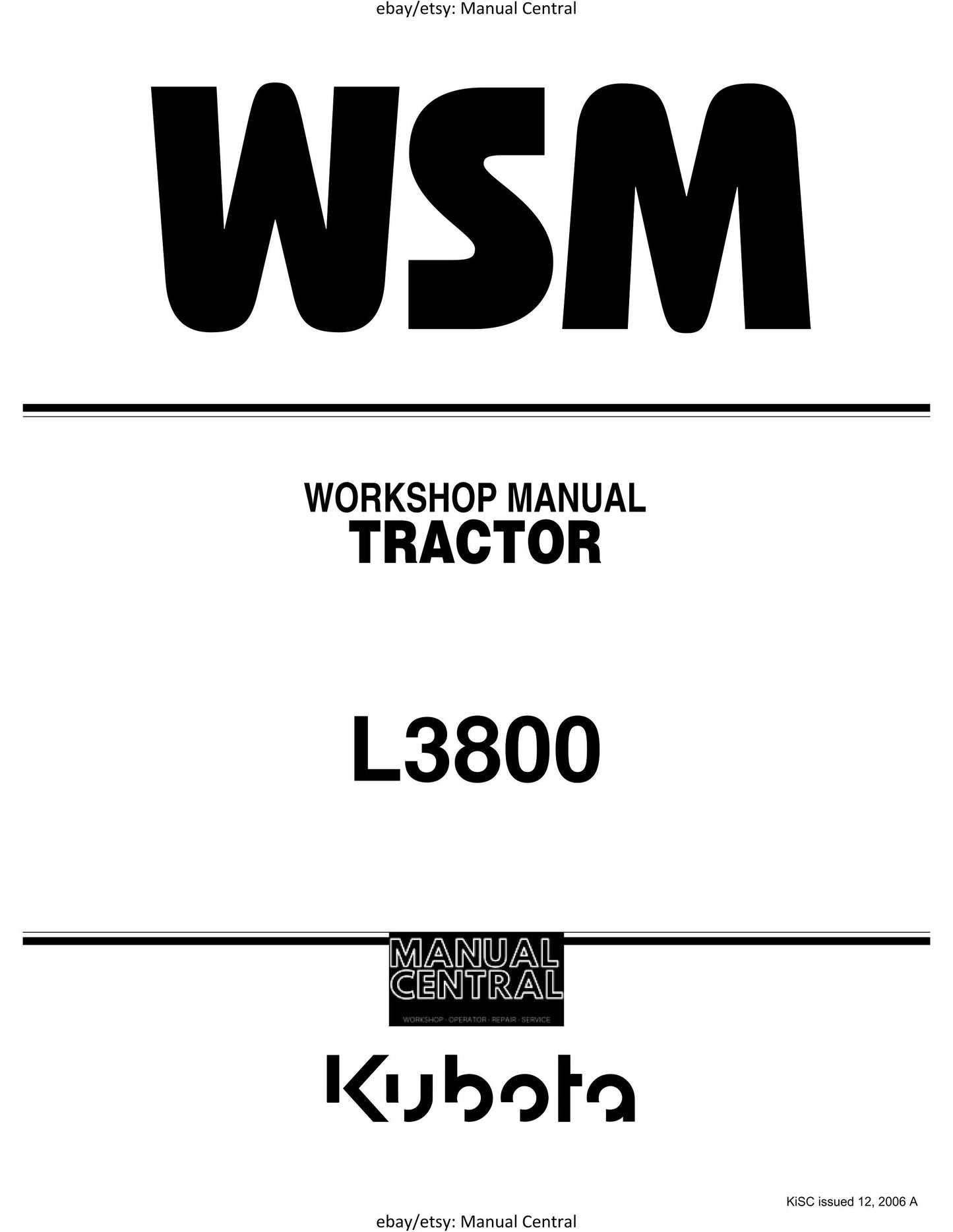 Kubota Tractor - L3800 - Workshop Service Repair Manual