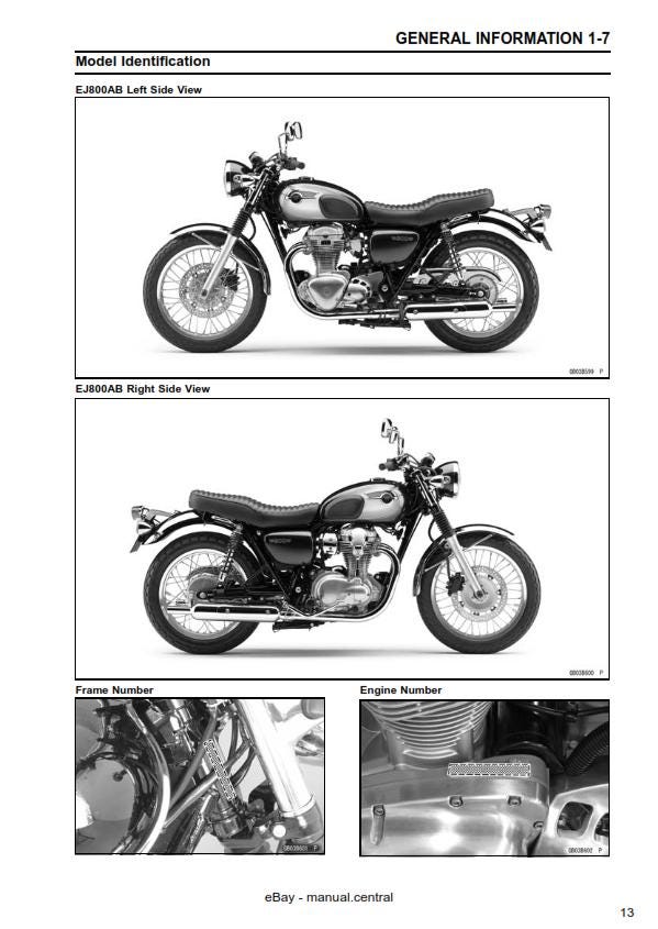 Kawasaki W800 - 2011 2012 - Workshop Service Repair Manual