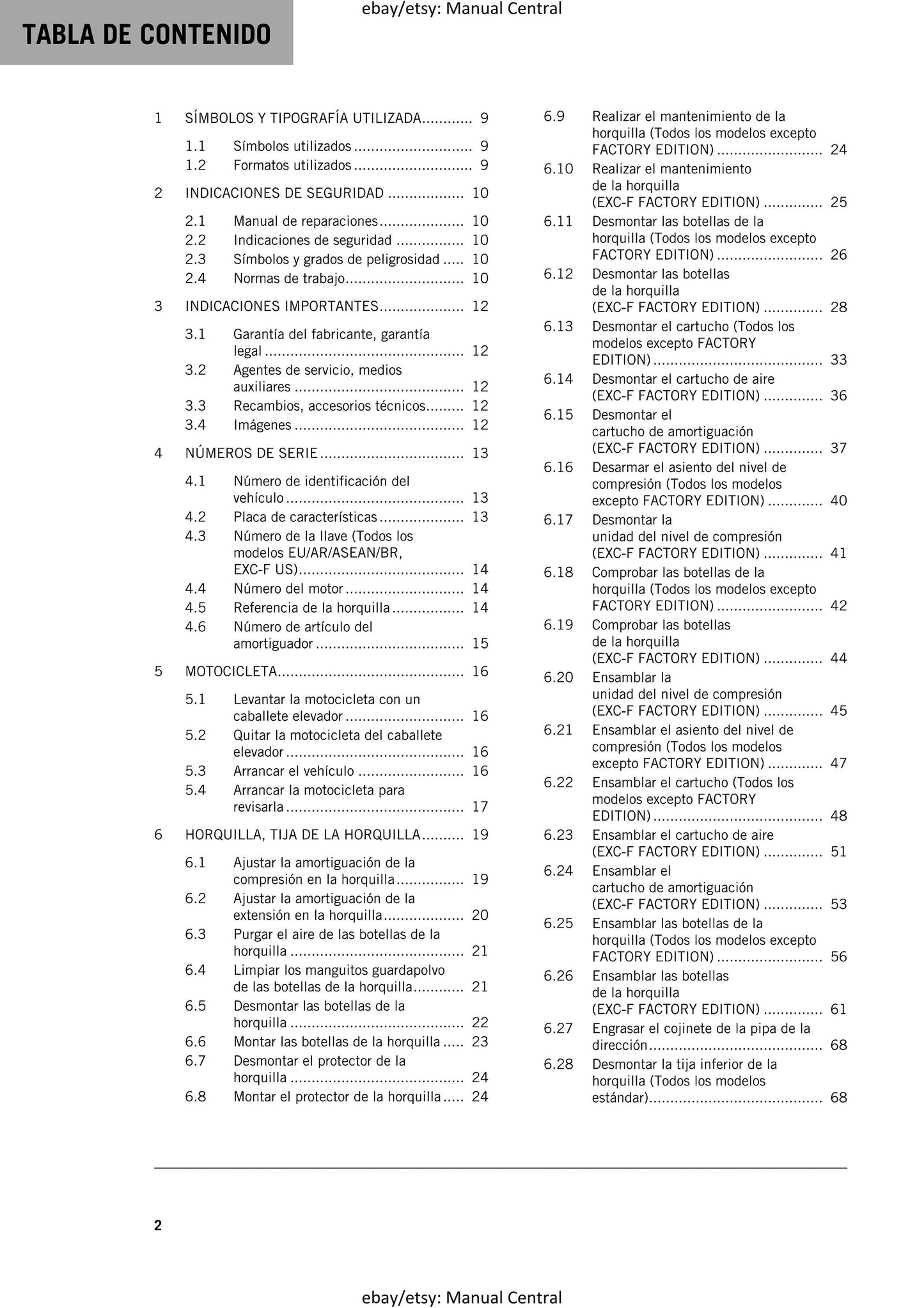 Spanish Language - KTM 2022 - 350 Xcf-w Exc-f Six Days Factory Edition - Manual de Reparacion