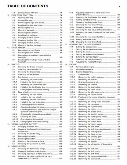 Husqvarna 2014 - Fe 250 EU AU US - Service Workshop Repair Manual