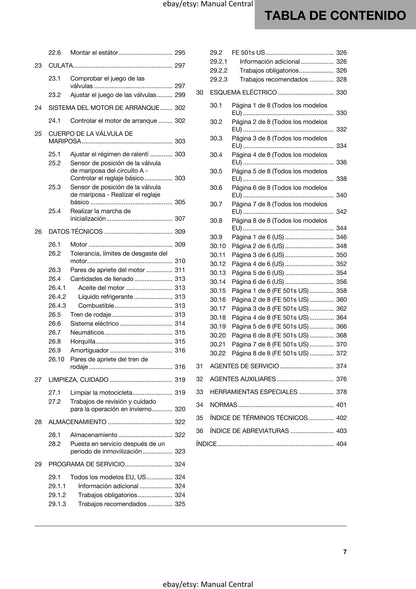 Spanish Language - Husqvarna 2022 - FE 450 501 501s - Manual de Reparacion