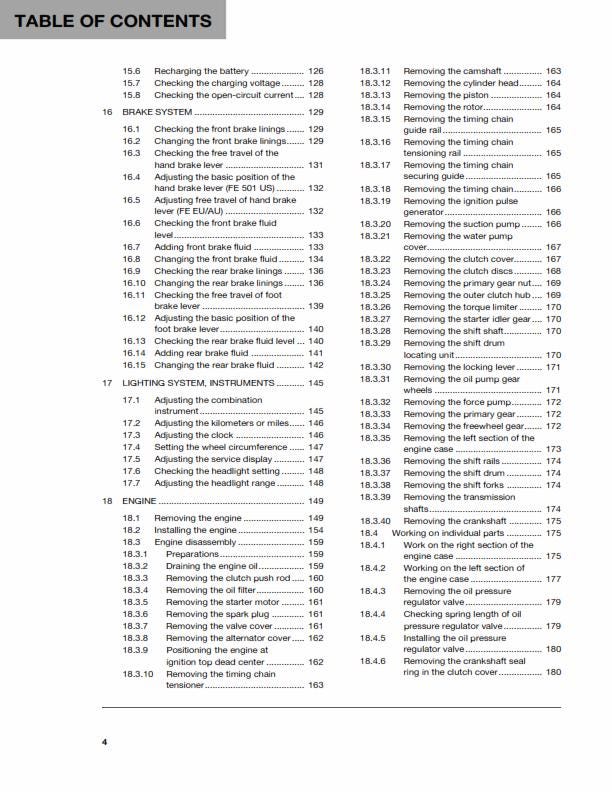 Husqvarna 2014 - Fe 450 501 - Service Workshop Repair Manual