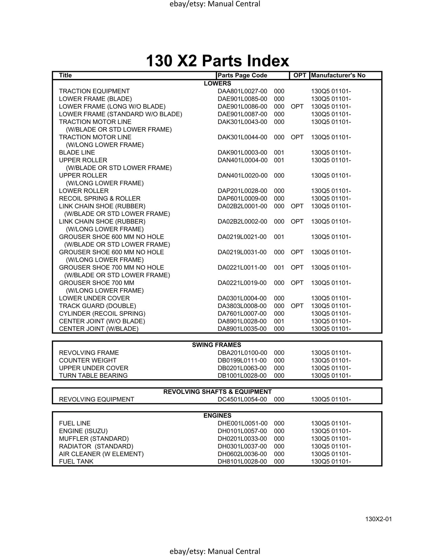 Link Belt - X2 Series - 130 - Parts Manual