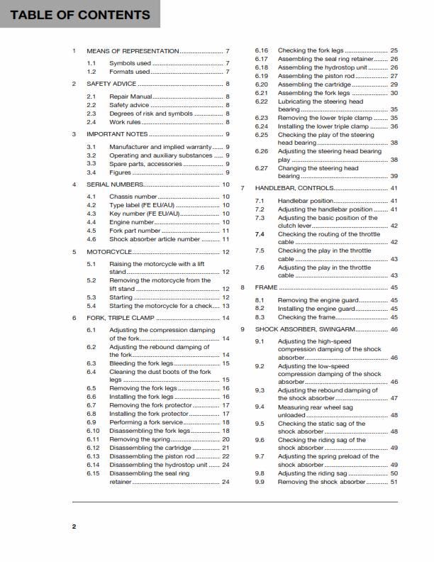 Husqvarna 2016 - FE 250 - Service Workshop Repair Manual