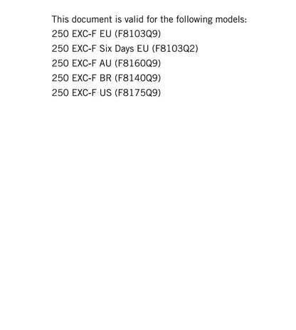 KTM 2017 - 250 EXC-F Six Days - Service Workshop Repair Manual