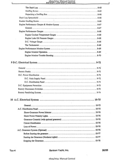 Bertram 36 Convertible  - Owners Manual