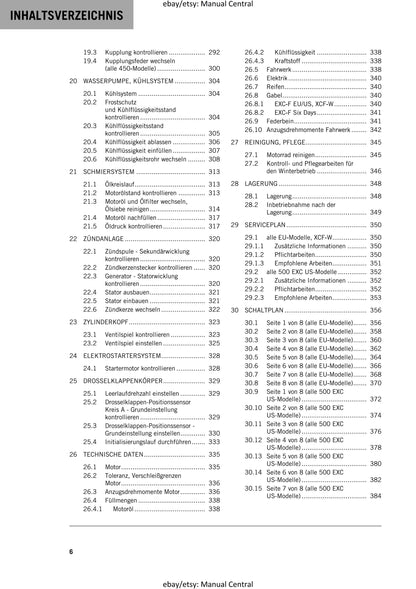 German Language - KTM 2020 - 450 500 Exc-f Six Days Xcf-w - Reparaturanleitung - Service Workshop Repair Manual