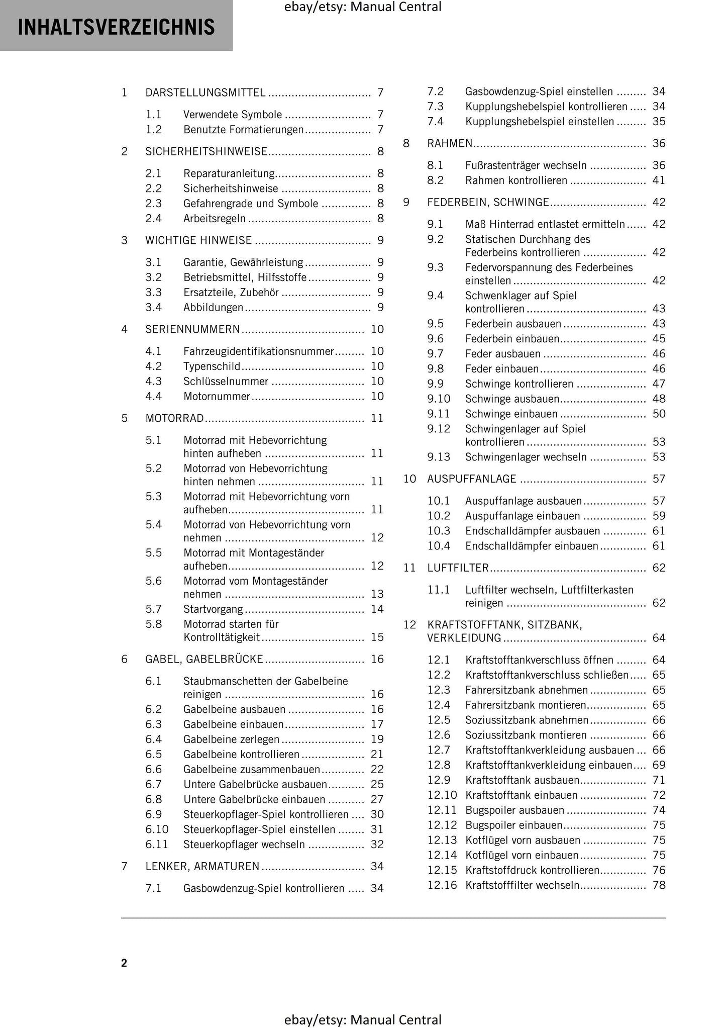 German Language - KTM 2019 - 125 Duke - Reparaturanleitung - Service Workshop Repair Manual
