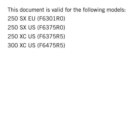 KTM 2018 - 250 300 SX XC - Service Workshop Repair Manual
