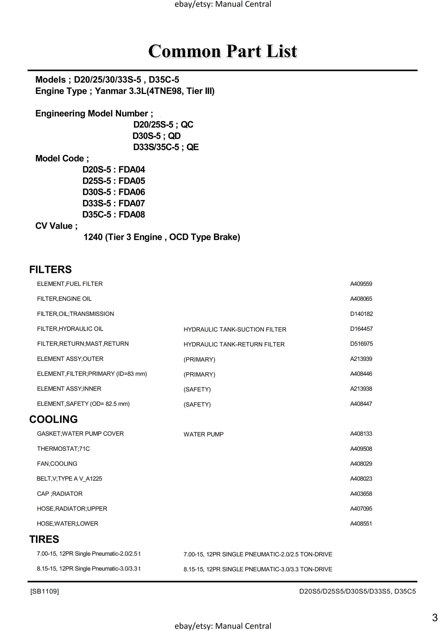 Doosan - Parts Book - D20S-5 D25S-5 D30S-5 D33S-5 D35C-5