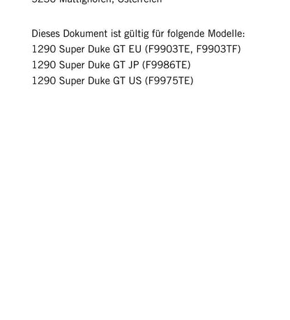 German Language - KTM 2020 - 1290 Super Duke GT - Reparaturanleitung - Service Workshop Repair Manual
