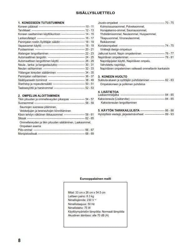 Singer 1+ Plus - betjeningsvejledning instruktionsbok bruksanvisning käyttöohje instruction manual