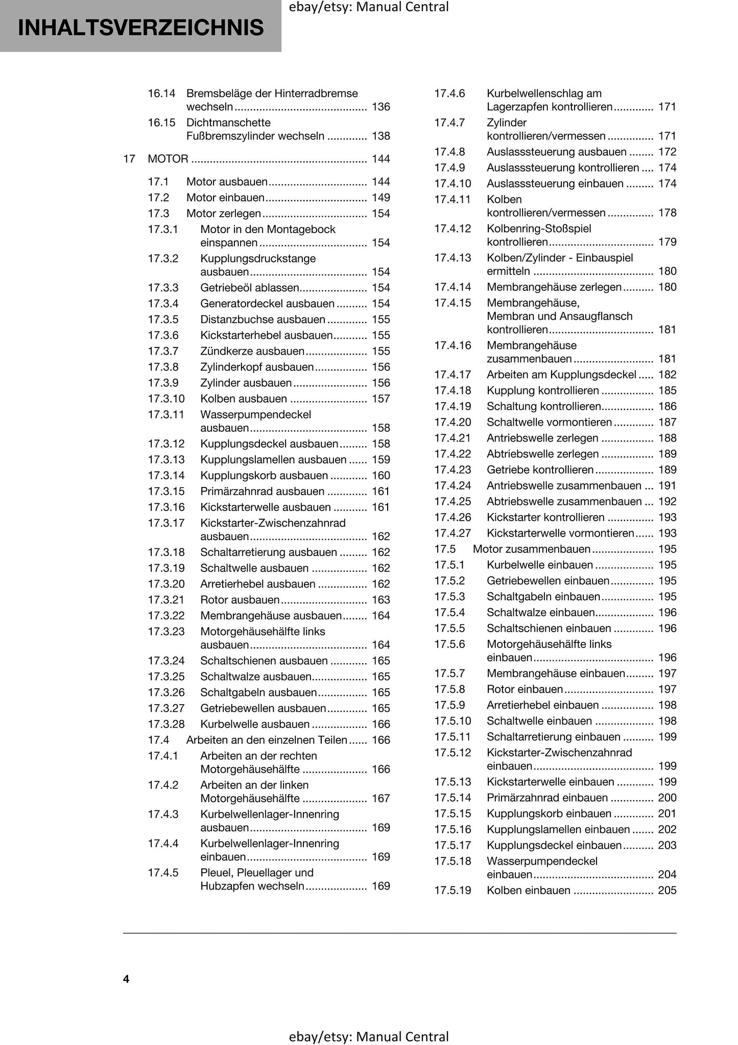 German Language - Husqvarna 2022 - TC 85 19/16 17/14- Reparaturanleitung