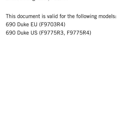 KTM 2018 - 690 Duke - Service Workshop Repair Manual
