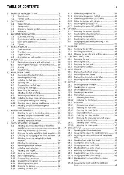 KTM 2011 - 50 SX MIni - Service Workshop Repair Manual
