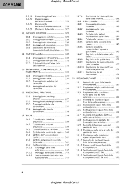PDF - Italian Language - KTM 2019 - 50 SX & Mini - Manuale Di Riparazione